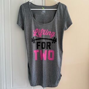 Gray Maternity Short sleeve Gym Workout Top Large KT